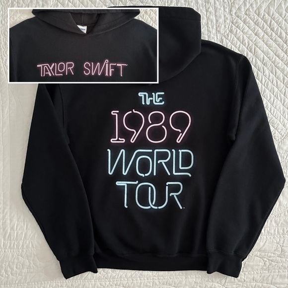 Taylor Swift Tops - Taylor Swift The 1989 World Tour 2015 Hoodie Sweatshirt Neon Script Small